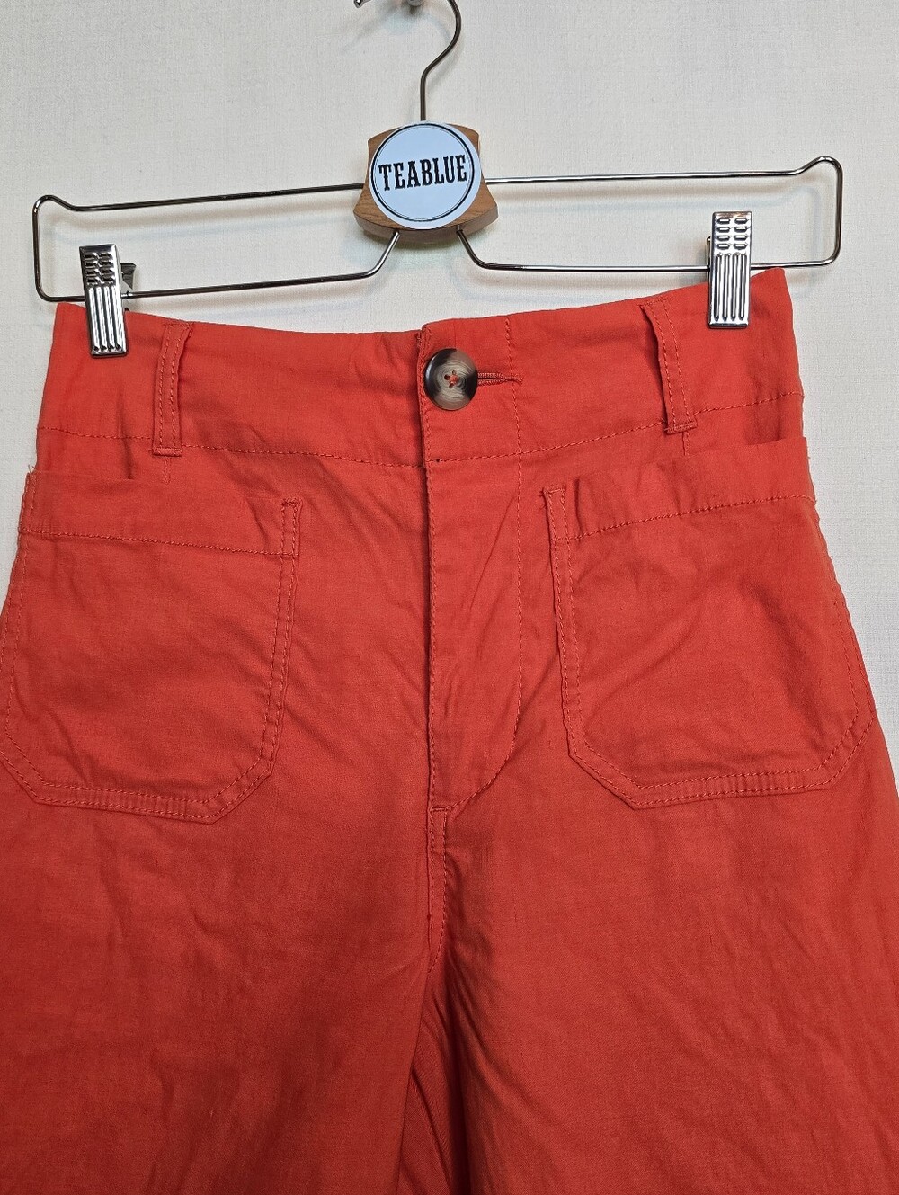 Anthropologie Maeve The Colette Wide Leg Pants Orange 26 Magic Fabric Crop - Picture 7 of 12